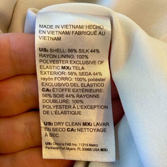 WHBM silk & velvet abstract print blouse w/high neck deep keyhole front💐 - Picture 13 of 13